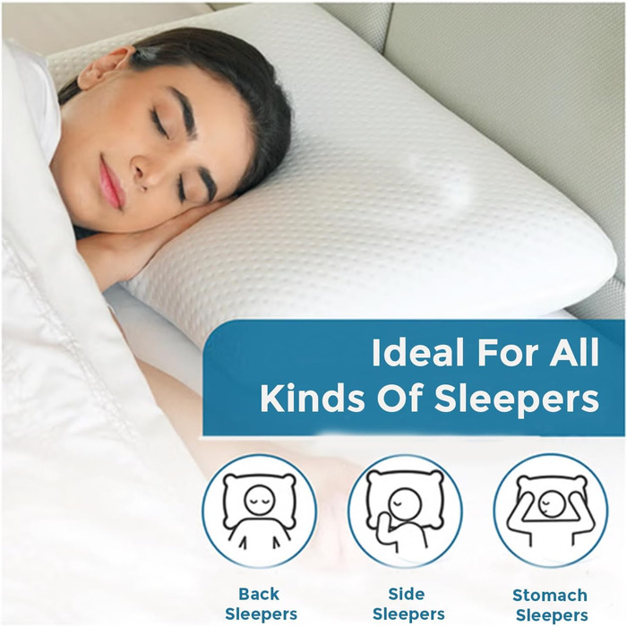 Розумна подушка Artwelt, подушка для шиї з піни з ефектом пам&39яті, регульована по висоті, ергономічна, двосторонній комфорт для літа та зими, гіпоалергенна, чохол, який можна прати, 50x70 см ()
