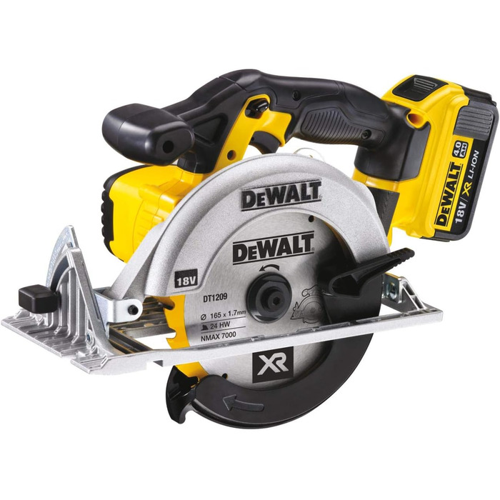 Акумуляторна портативна циркулярна пила DeWalt (18 В, 4,0 А-год, суцільнометалевий редуктор, у комплекті 2 літій-іонні акумулятори