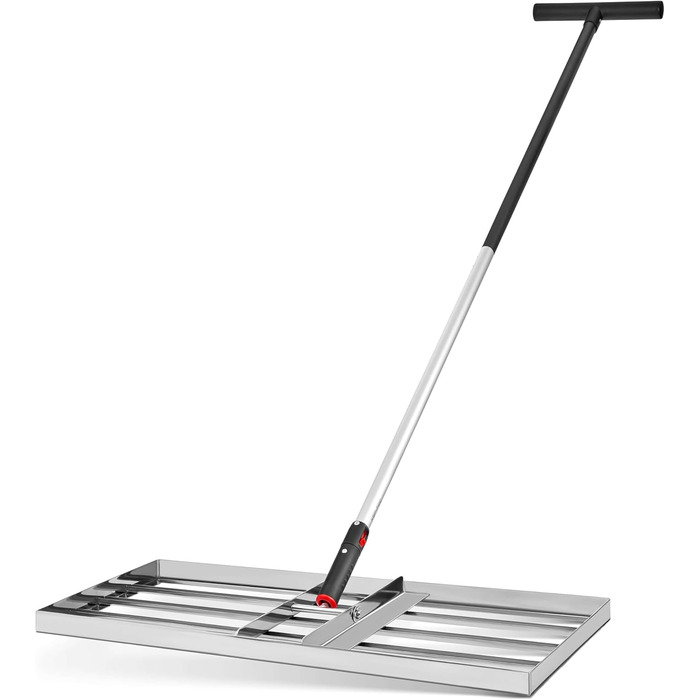 Гребінь для газону з нержавіючої сталі 75x35 см - професійний вирівнювач для газону з ручкою - для розрівнювання, підсипання піском та догляду - ергономічний інструмент для вирівнювання газону, що зберігає спину