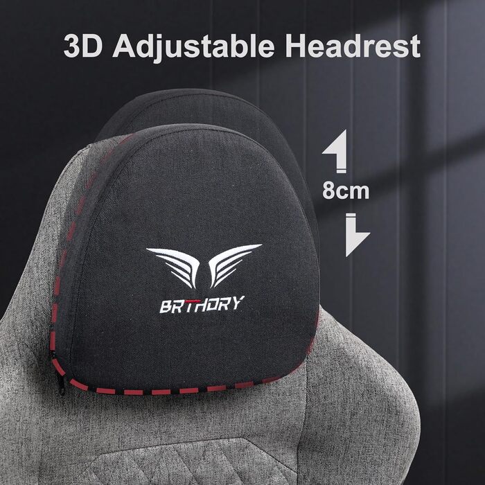 Ігрове крісло, ергономічне гоночне ігрове крісло з регульованим підголівником, робоче крісло з тканинною оббивкою, пружинною подушкою сидіння, з&39єднувальними підлокітниками та підставкою для ніг, функцією гойдання, новим підлокітником 135 - чорне