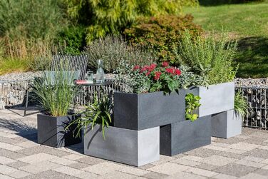 Пластиковий горщик для рослин, колір Stony Black, довжина 80 см, ширина 29 см, висота 27 см, об&39єм 38 л. 80 x 29 x 27 см Garden Stony Black