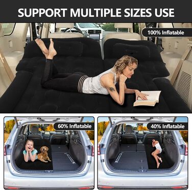Надувний матрац для позашляховика, ліжко для автомобіля, кемпінгова подушка для позашляховика, покращений, потовщений, для заднього сидіння вантажівки з насосом та подушкою, для подорожей, кемпінгу, використання в автомобілі, кемпері, мінівені