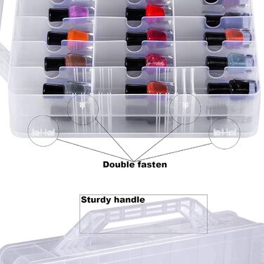 Органайзер для лаку для нігтів, регульована міжкімнатна перегородка, 48 пляшок, двосторонній прозорий кейс, зберігання інструменту для нігтів для використання в спа салоні