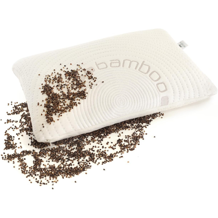 Гречана подушка, подушка для шиї, гречана подушка для голови від болю в шиї, подушка для сну на боці з бамбуковими наволочками, подушка для підтримки шиї з гречаної лушпиння, ортопедична подушка (40x60 см)