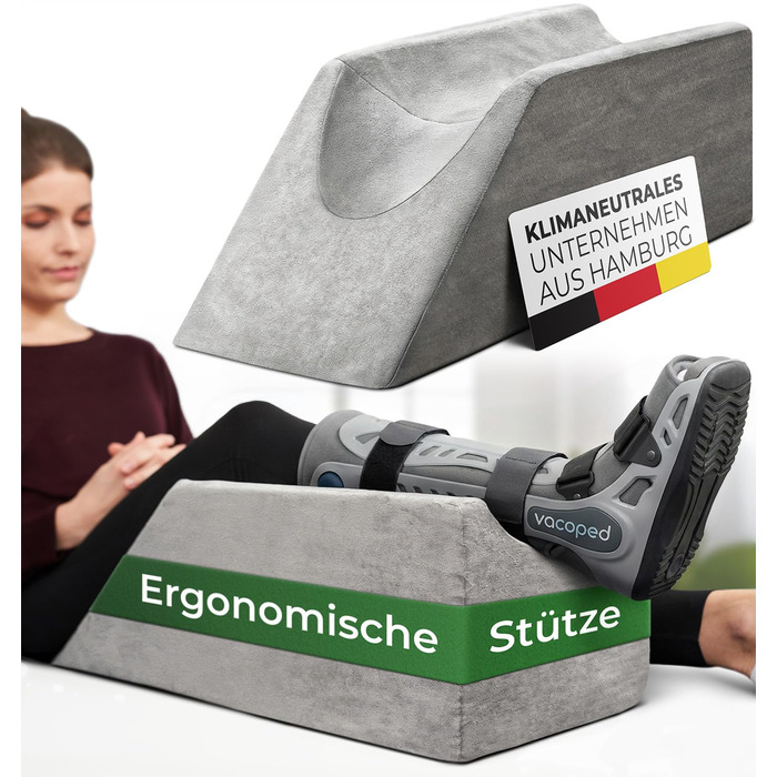 Подушка для підняття ніг WELL B4 - подушка для підняття ніг, опора для ніг, клиноподібна подушка, опорна подушка для ніг та колін, ідеально підходить як подушка для лімфодренажу, венозний клин або подушка для ніг, сірий колір