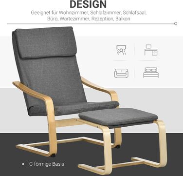 Крісло-реклайнер HOMCOM з підніжкою, крісло для відпочинку з лляним виглядом, сучасне крісло під телевізор, м&39яке крісло для вітальні, спальні, сірий колір