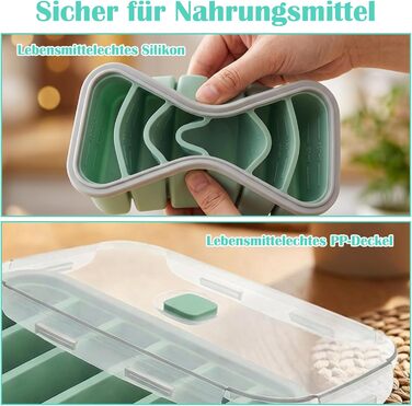 Контейнери для заморожування супів, 2 шт., силіконові лотки для заморожування на 6 відділень з кришками, герметичні та герметичні, підходять для супу, дитячого харчування, кубиків льоду, бульйону, соусу або масла, контейнери для заморожування кубиків льод