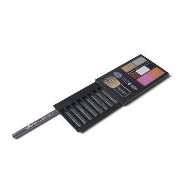 Компактний контейнер для зберігання з 8 відділеннями та алюмінієвою трубочкою - Make-Up Black