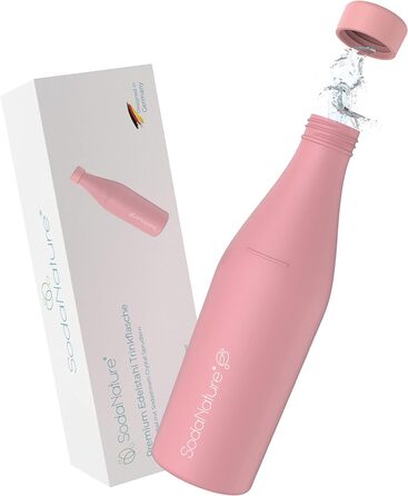 Мл пляшка з нержавіючої сталі для SodaStream Crystal Підходить для шипіння, безпечний для миття в посудомийній машині та герметичний Аксесуари для подорожей в т.ч. елегантна подарункова упаковка (рожева), 700