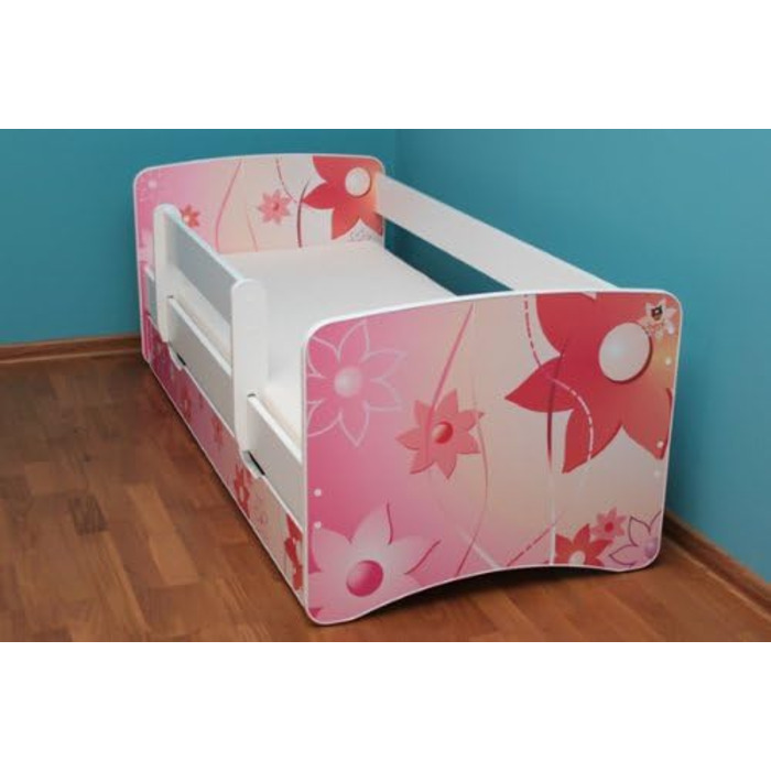 Дитяче ліжко 80x160 із захистом від падіння шухляда, 44 дизайни (поїзд)