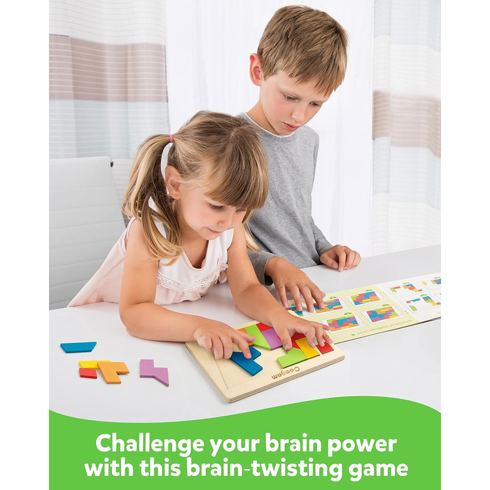 Дерев&39яні блоки-головоломки Геометричні танграми Головоломки Головоломка 3D Логічна гра IQ Барвиста форма Шаблон Монтессорі STEM