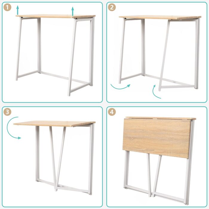 Затишний розкладний комп&39ютерний стіл, невеликий розкладний столик для ноутбука, ПК-стіл для офісу, вітальні, домашнього офісу, легке складання, дуб білий