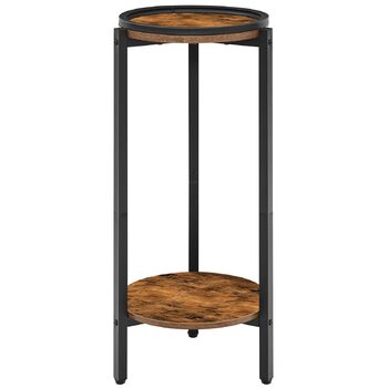 Журнальний столик HOOBRO, маленький столик, 2-ярусний круглий журнальний столик, столик-диван, столик для напоїв, для невеликих приміщень, вітальні, спальні, вінтажний коричневий та чорний EBF167BZ01