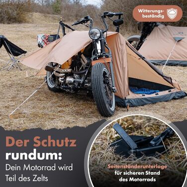 Мотоциклетний намет MALIHINI Намет на 1 особу Ультралегкий та компактний, водонепроникний намет для мотоциклістів та як чохол для мотоцикла Сумісний з усіма мотоциклами Велотуризм та кемпінг, колір хакі