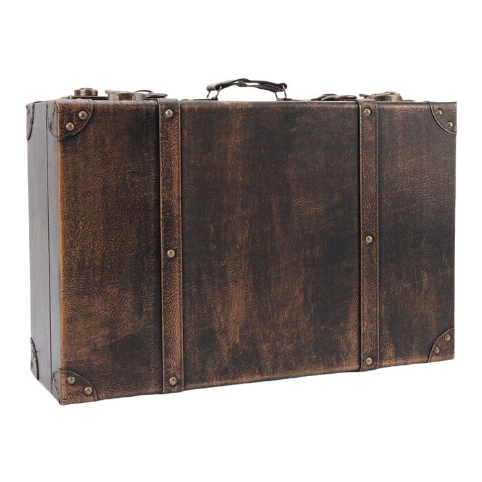 Декоративний вінтажний футляр для зберігання, чарівна ретро-скриня для багажу, реквізиту для весільної фотографії, антикварна скриня для декору кімнати для гостей, 45 x 30 x 15 см (коричневий)