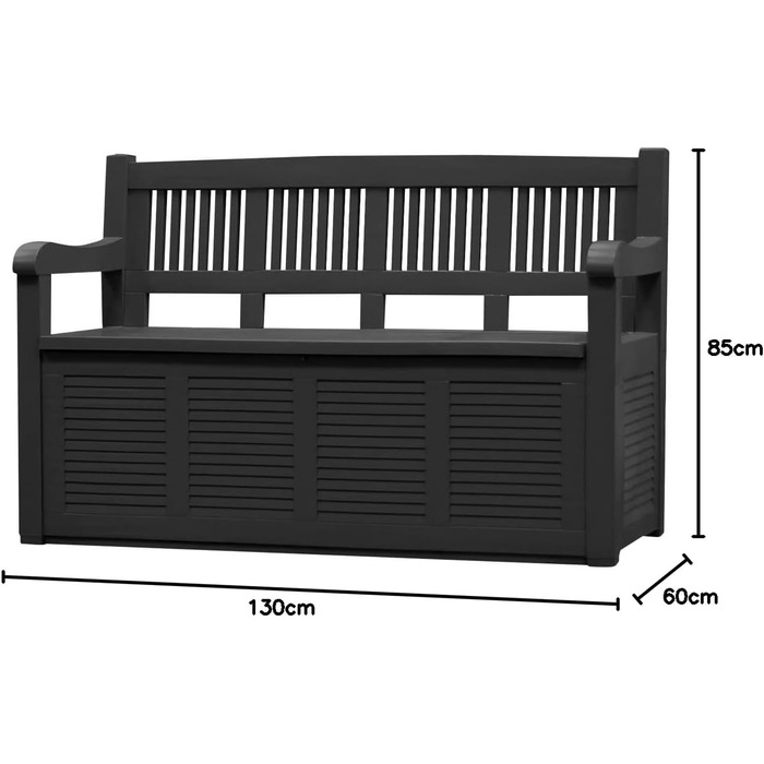Садова лава-скриня Dynamic24 280 літрів Ш 130 x В 85 x Г 60 см Лавка для саду Садова скриня Коробка для подушок Коробка для подушок Садова коробка з зберіганням Подушка Коробка для скрині