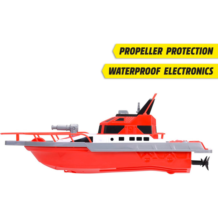 Човен на дистанційному керуванні з радіоуправлінням, пожежна команда, функція розбризкування води, 3 канали, 27 МГц, USB зарядка,