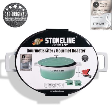 Каструля для запікання з кришкою індукційна 32 см, 6,6 л, лита алюмінієва каструля з покриттям з частинок справжнього каменю, каст