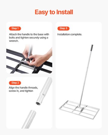 Вирівнювач газону з ручкою, розмір пластини 355x762 мм, граблі-вирівнювач з вуглецевої сталі, для вирівнювання газону, догляду за садом та гольф-полями