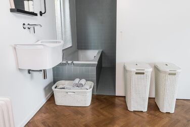 Кошик для білизни CURVER STYLE з 70 переробленого матеріалу, під ротанг, 45 л, кремовий