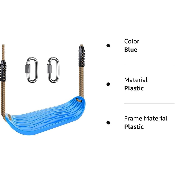 Сидіння гойдалки SELEWARE Garden Games з міцного набору з регульованою мотузкою довжиною 2,04 м і 2 карабінами, міцні гойдалки на