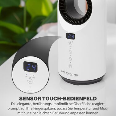 Керамічний нагрівач та настільний вентилятор ProfiCare 2-в-1 Регульований від 15 до 35 C Охолодження Вентилятор Керамічний нагрівальний елемент PTC Міцний вентилятор та нагрівач Пульт дистанційного керування в комплекті PC-HL 3086