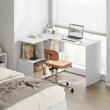 Подібний письмовий стіл, кутовий стіл з відділенням для зберігання, 120x100 см, офісний стіл, комп&39ютерний стіл з відділеннями для зберігання, ПК-стіл, L-подібний стіл, робочий стіл для офісу/кабінету, білий