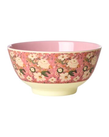 Миска для рису середнього розміру - Квітковий рожевий - Меламіновий посуд Дитячий посуд Кемпінг Барбекю Пікнік Ударостійкий Без BPA Багаторазовий 700 мл