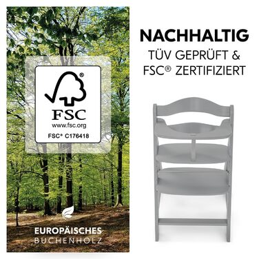 Стільчик для годування hauck Alpha для дітей від 6 місяців до 90 кг, вкл. поперечину безпеки, 5-точкові ремені безпеки та паховий