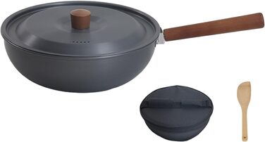 Легка антипригарна сковорода з дерев&39яною ручкою, посуд для вок, портативний, для кемпінгу, пікніків, каструль, алюмінієвих сплавів, алюмінієвих сплавів для використання на відкритому повітрі