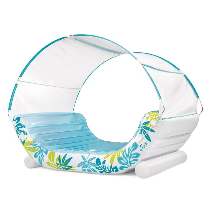 Надувний матрац для відпочинку &quotТропічний&quot зі знімним сонцезахисним тентом, ПВХ, синій, 224x150x165 см, 56294EU -