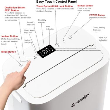 Осушувач повітря 13 л/добу (ALPHA-Q13 Pro WiFi),Осушувач підходить для приміщень площею від 20 м до 50 м,для приміщення підвалу кв