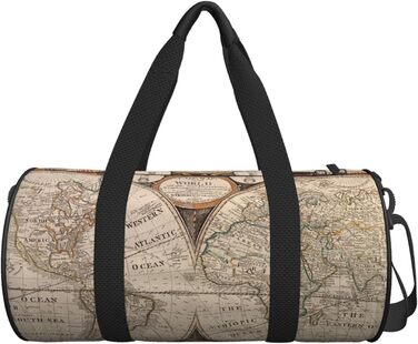 Дорожня сумка з картою стародавнього світу, спортивна сумка для фітнесу, велика сумка для подорожей, сумка на нічліг та на вихідні для чоловіків та жінок