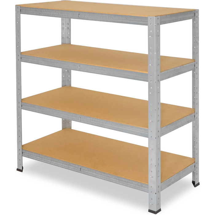 Міцний домашній стелаж, оцинкований/металевий стелаж з 4 полицями/металевий стелаж для підвалу, гаражний стелаж, стелаж для майстерні або стелаж для зберігання/змішаний металевий стелаж з вантажопідйомністю 175 кг В 115см / Ш 120см / Г 40см, 115x120x40