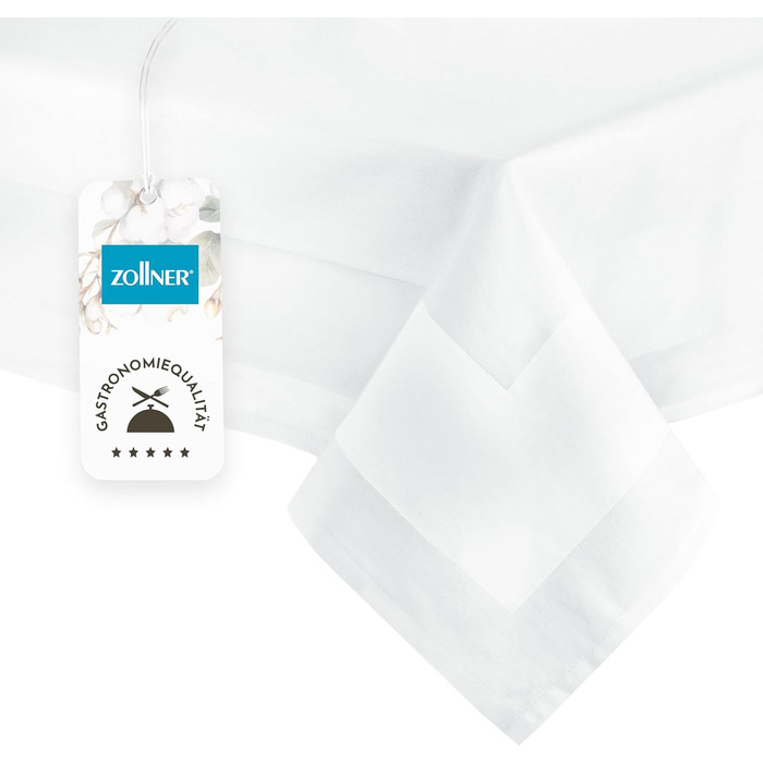 Скатертина ZOLLNER розміром 130х220 см (після прання) - міцна та зносостійка бавовняна столова білизна - шовковистий, блискучий ат