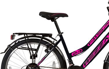 Дюймовий міський велосипед для дівчаток, дитячий велосипед, 21 передача, чорний та рожевий, 24-