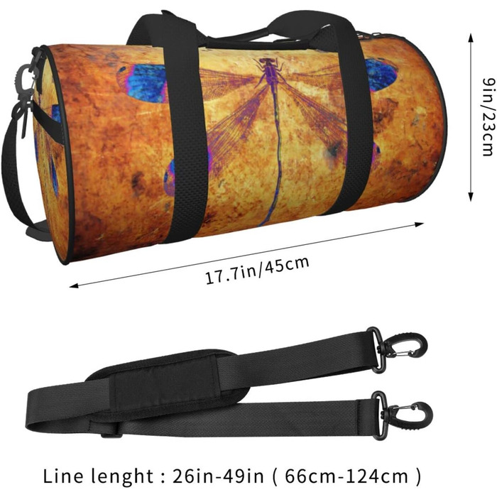 Дорожня сумка-тоут з дизайном стрекози, бурштиновий колір, міцна сумка для йоги та подорожей