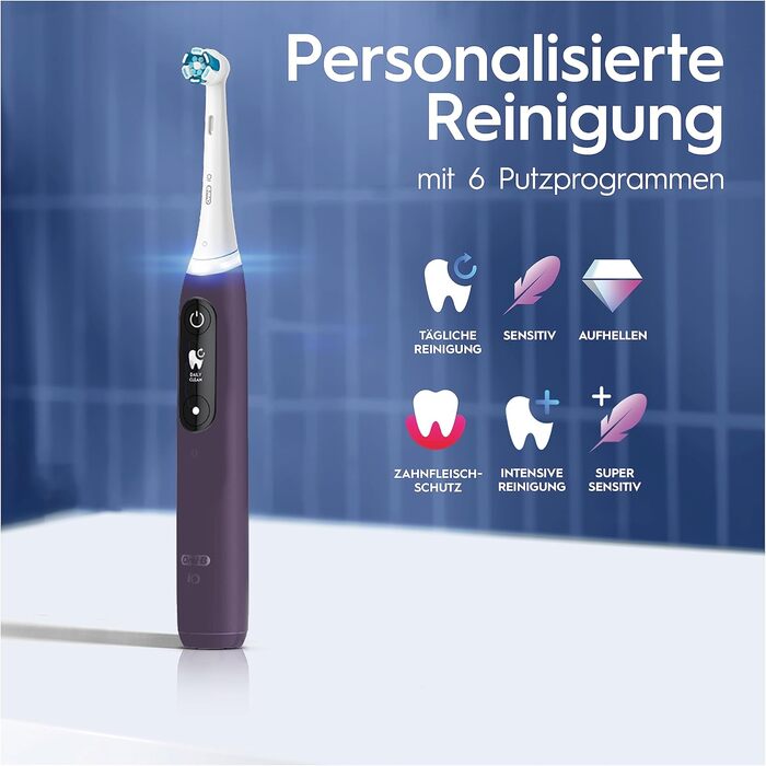 Електрична зубна щітка Oral-B iO Series 8, 6 режимів чищення для догляду за зубами, магнітна технологія, кольоровий дисплей і косметична сумка, спеціальне видання, подарунок чоловікові/жінці, фіолетовий аметрін в одній упаковці Oral-B iO 8