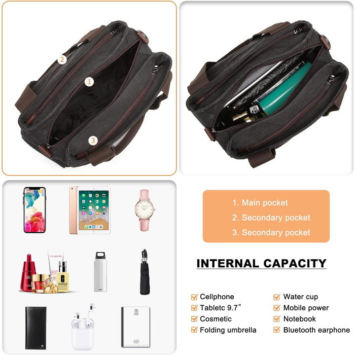 Полотняна сумка Жіноча сумка через плече чорна