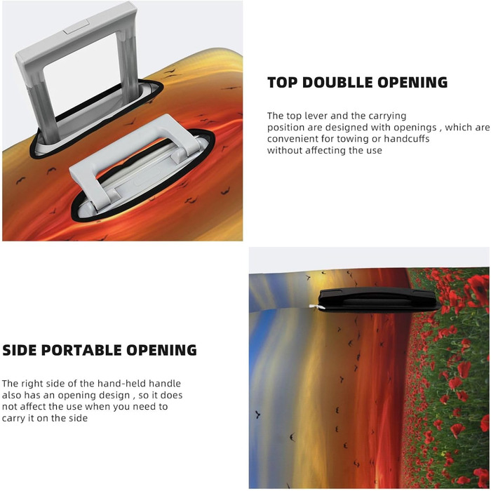 Чохол для валізи Поле маків на заході сонця - еластичний захист від подряпин та пилу, чорний, розмір 95