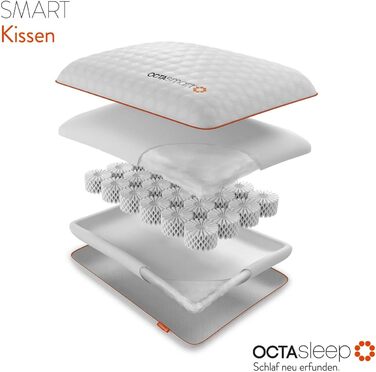 Розумна подушка OCTASLEEP 40x80 см - дихаюча та охолоджувальна подушка для сну - подушка з чохлом - ергономічна адаптація до голови та шиї - подушка для шиї