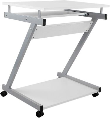 Стіл VASAGLE, комп'ютерний стіл на 4 коліщатках, 2 з яких з гальмами, стіл для ПК, шухляда для клавіатури з плавним ходом, проста