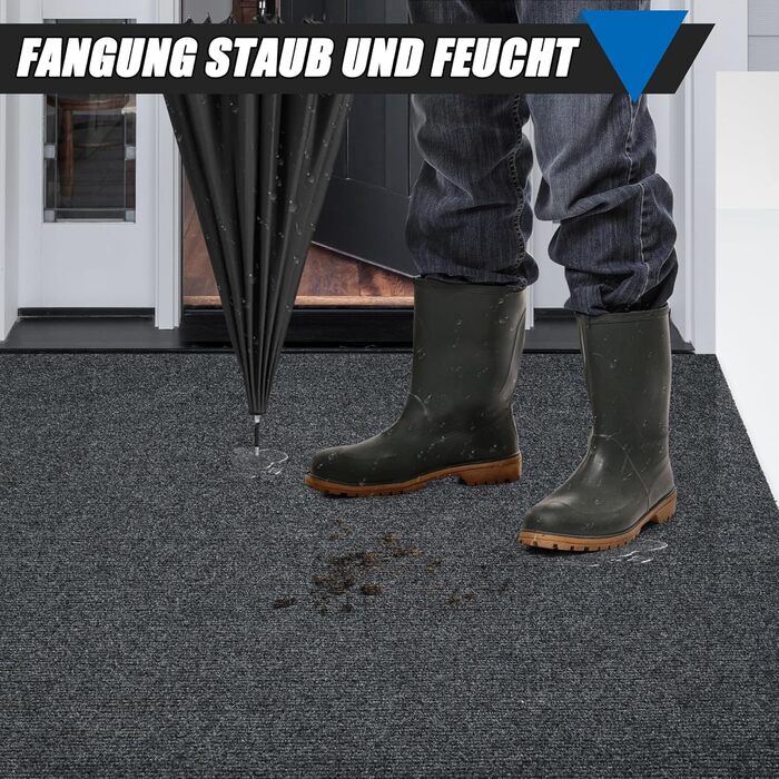 Килимок для коридору bimiti, нековзний, 300x90 см, брудозбірний килимок, килимок для кухні, що миється, килимок для коридору на метр, килимок для вітальні, спальні, кухні, офісу, коридору, сірий