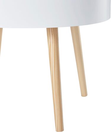 Журнальний столик Bongard зі знімним підносом, круглий бічний столик з гладкою поверхнею, Ø60 x 45 см, для вітальні, низький столик для зберігання, журнальний столик з місцем для зберігання, білий, сучасний