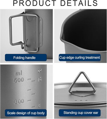 Легкий металевий кухоль з складною ручкою, посуд для пікніка та подорожей, 550 мл