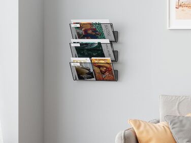 Міцний металевий тримач для журналів EasyPAG з 3 відділеннями, настінний тримач для журналів, тримач для файлів, тримач для документів, підвісний органайзер для журналів, тримач для флаєрів, диспенсер для брошур, чорний