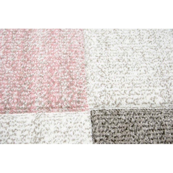 Сучасний килим з коротким ворсом для вітальні килим контурного крою в клітинку абстрактний пастельний рожевий сірий тауп розмір 24