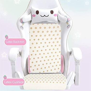 Офісний стілець для гонок зі штучної шкіри з високою спинкою, регульованою спинкою та підставкою для ніг. Ергономічний дизайн для офісу, спальні, комп&39ютера та ігор. Рожевий колір, підходить для професійних геймерів. FANDIAO White Одна сторона