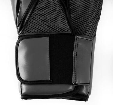 Боксерські рукавички Everlast Elite 2, для боксерського мішка, щитків та спарингу, застібка на липучці, ергономічна рукоятка, розділений піноматеріал оригінальні Everlast ЧОРНИЙ/СІРИЙ 14 унцій