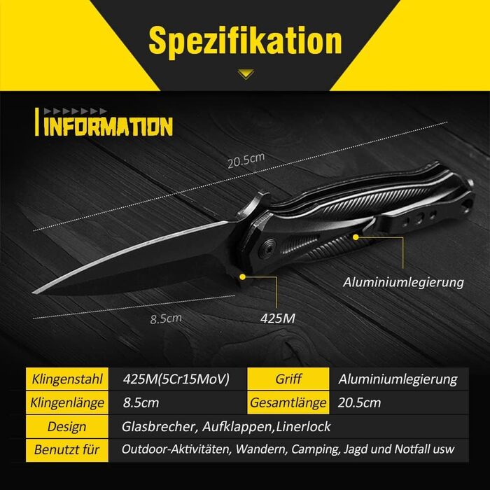 Чорний складаний ніж, кишеньковий ніж з кліпсою, одноручний ніж, туристичний ніж, EDC ніж, подарунок для чоловіків